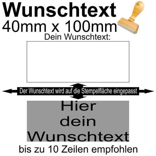 Holzstempel 40x100mm mit Textplatte - Dein Wunschtext