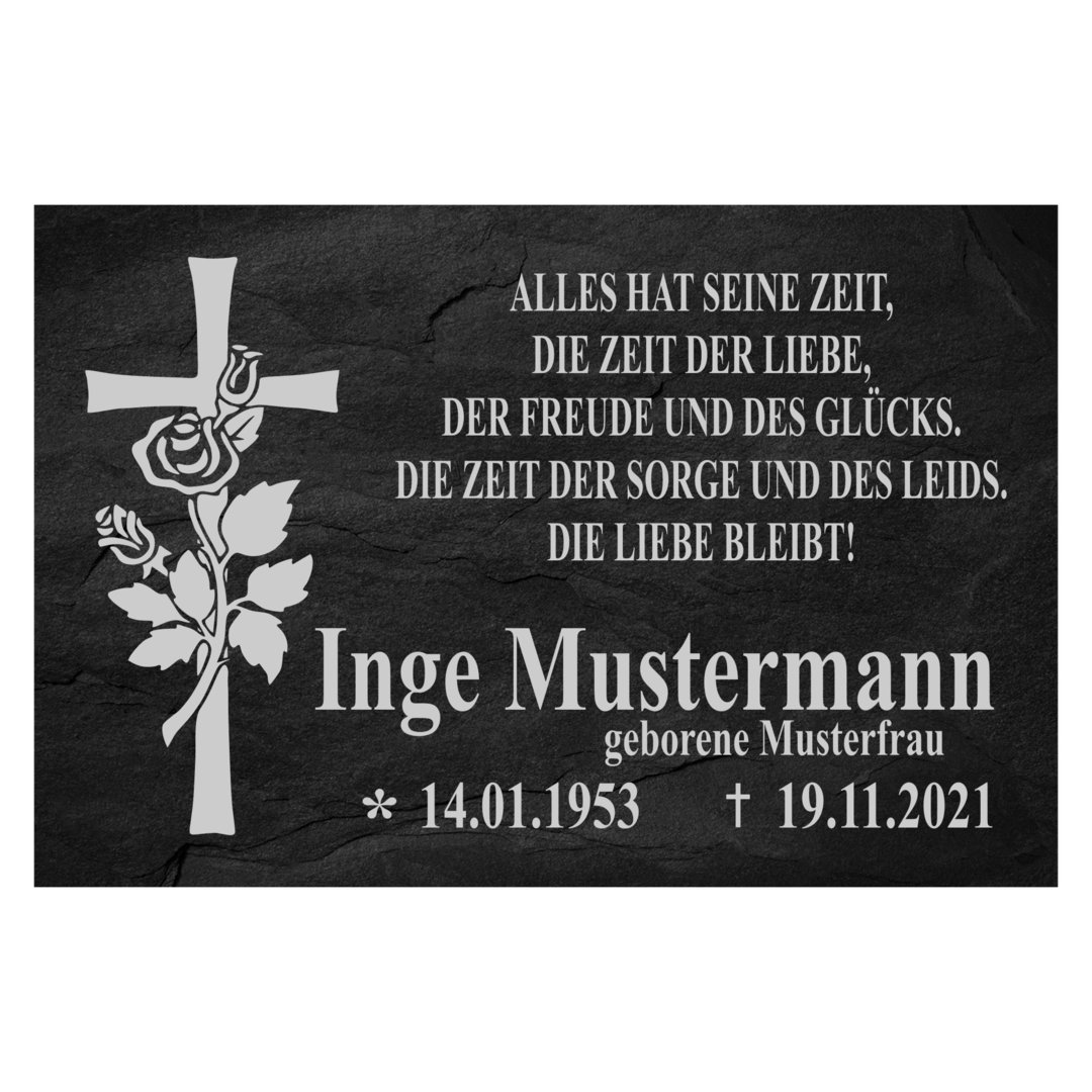 Gedenktafel Trauer Tafeln aus Schiefer Graviert mit dem Spruch "ALLES HAT SEINE ZEIT" T-0008-PER