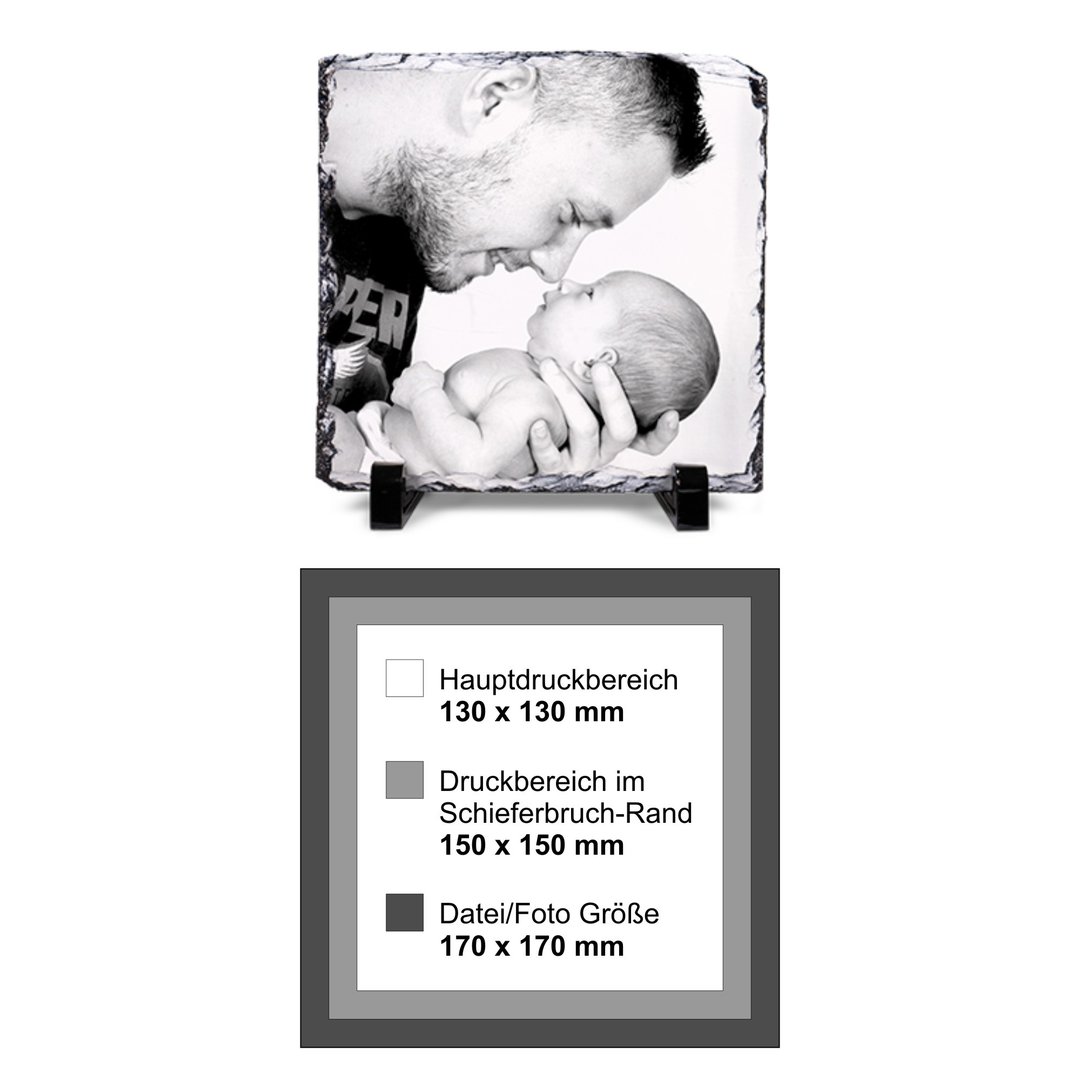 Digital bedruckte Foto Schiefertafel 15 x 15 cm mit Aufsteller