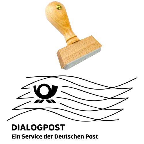 Infopost-AB Holzstempel Dialogpost früher Infopost Frankierwelle Dialogpost 
