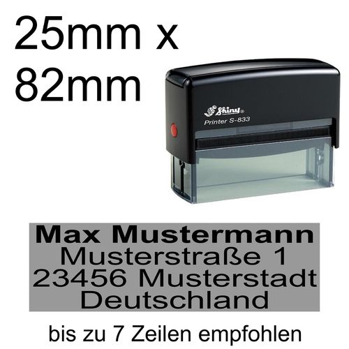 Shiny Printer S-833 82X25mm mit Textplatte Adressstempel Firmenstempel Zentriert