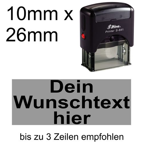 Shiny Printer S-841 26x10mm mit Textplatte Wunschtext in Arial fett Zentriert