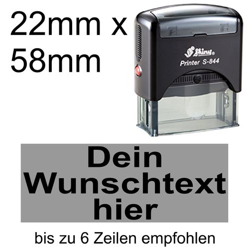 Shiny Printer S-844 58x22mm mit Textplatte Wunschtext in Arial fett Zentriert