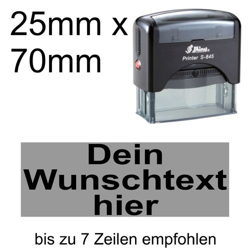 Shiny Printer S-845 70x25mm mit Textplatte Wunschtext Arial fett Zentriert