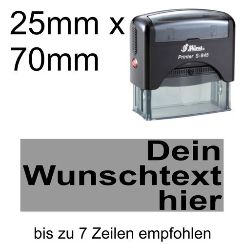 Shiny Printer S-845 70x25mm mit Textplatte Wunschtext Arial fett Rechtsbündig