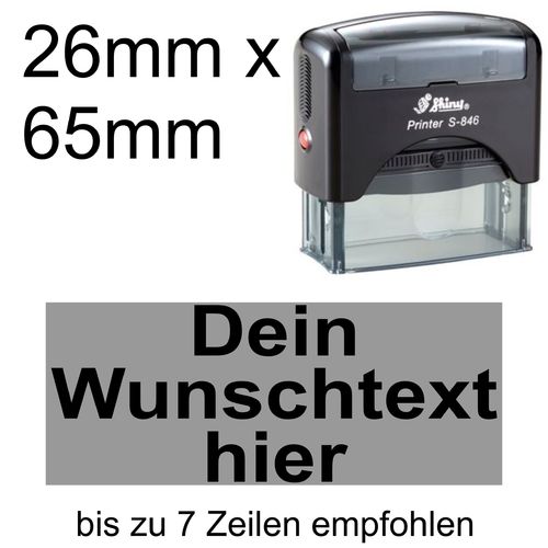 Shiny Printer S-846 65x26mm mit Textplatte Wunschtext Arial fett Zentriert