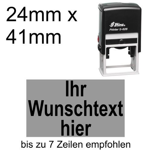 Shiny Printer S-826 41x24mm mit Textplatte Wunschtext Arial fett Zentriert