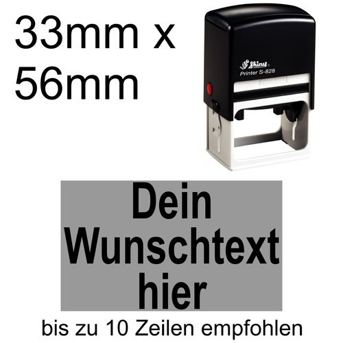 Shiny Printer S-828 56x33mm mit Textplatte Wunschtext Arial fett Zentriert