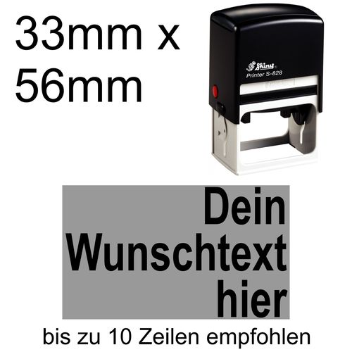 Shiny Printer S-828 56x33mm mit Textplatte Wunschtext Arial fett Rechtsbündig
