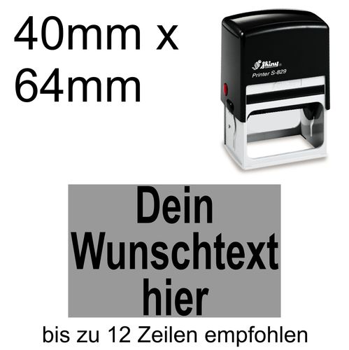 Shiny Printer S-829 64x40mm mit Textplatte Wunschtext Arial fett Zentriert