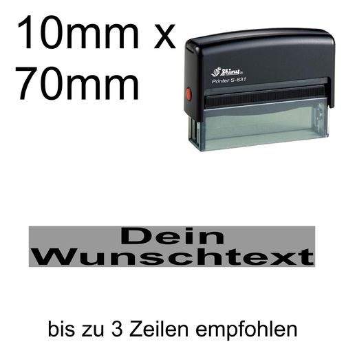 Shiny Printer S-831 70x10mm mit Textplatte Wunschtext Arial fett Zentriert