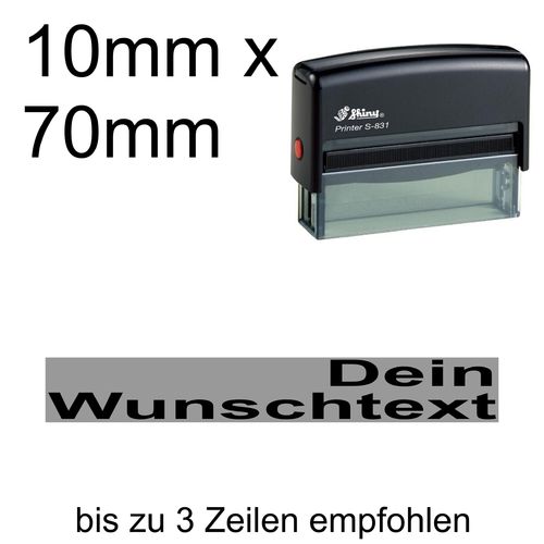 Shiny Printer S-831 70x10mm mit Textplatte Wunschtext Arial fett Rechtsbündig