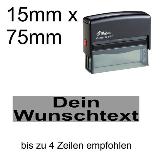 Shiny Printer S-832 75x15mm mit Textplatte Wunschtext Arial fett Zentriert
