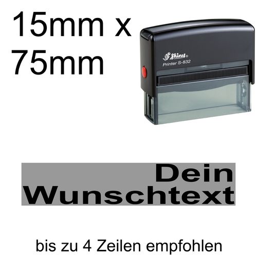 Shiny Printer S-832 75x15mm mit Textplatte Wunschtext Arial fett Rechtsbündig