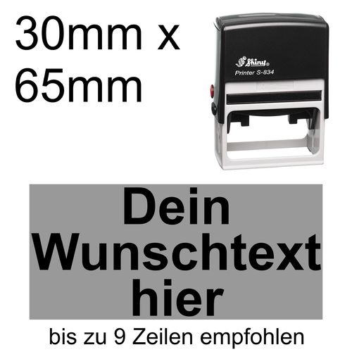Shiny Printer S-834 65x30mm mit Textplatte Wunschtext Arial fett Zentriert