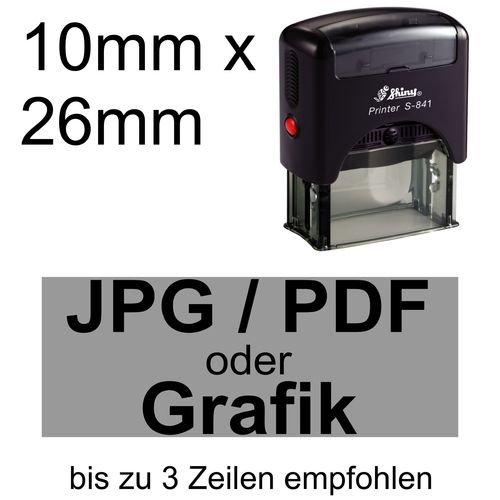 Shiny Printer S-841 26x10mm mit Textplatte nach Ihrer Vorlage als PDF, JPG, PNG oder GIF