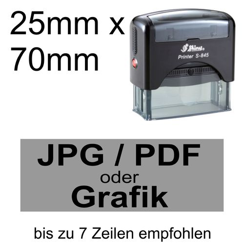 Shiny Printer S-845 70x25mm mit Textplatte nach Ihrer Vorlage als PDF, JPG, PNG oder GIF