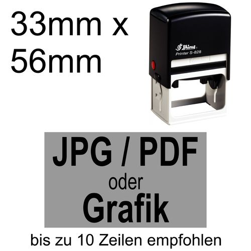 Shiny Printer S-828 56x33mm mit Textplatte nach Ihrer Vorlage als PDF, JPG, PNG oder GIF