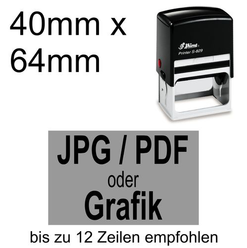 Shiny Printer S-829 64x40mm mit Textplatte nach Ihrer Vorlage als PDF, JPG, PNG oder GIF