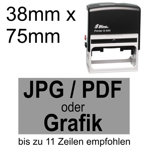 Shiny Printer S-830 75x38mm mit Textplatte nach Ihrer Vorlage als PDF, JPG, PNG oder GIF