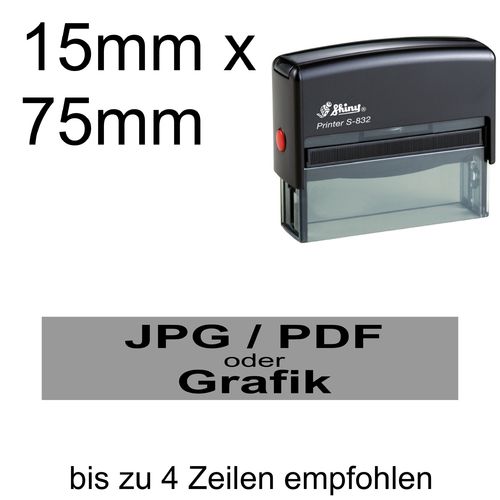 Shiny Printer S-832 75x15mm mit Textplatte nach Ihrer Vorlage als PDF, JPG, PNG oder GIF