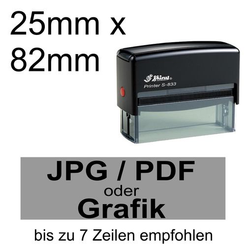 Shiny Printer S-833 82x25mm mit Textplatte nach Ihrer Vorlage als PDF, JPG, PNG oder GIF