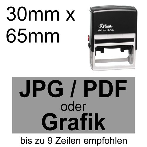 Shiny Printer S-834 65x30mm mit Textplatte nach Ihrer Vorlage als PDF, JPG, PNG oder GIF