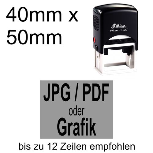 Shiny Printer S-837 50x40mm mit Textplatte nach Ihrer Vorlage als PDF, JPG, PNG oder GIF