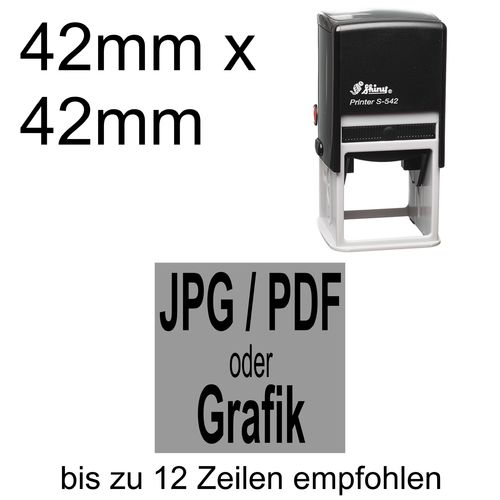 Shiny Printer S-542 42x42mm mit Textplatte nach Ihrer Vorlage als PDF, JPG, PNG oder GIF