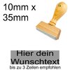 Holzstempel 10x35mm mit Textplatte - Dein Wunschtext - Arial - Zentriert