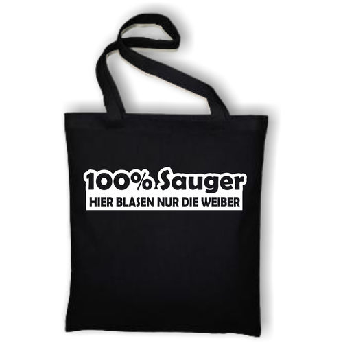 100% Sauger Fun Baumwolltasche Jutebeutel Schwarz