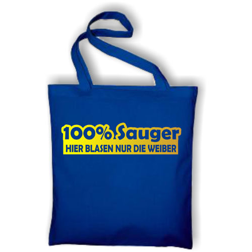 100% Sauger Fun Baumwolltasche Jutebeutel Blau