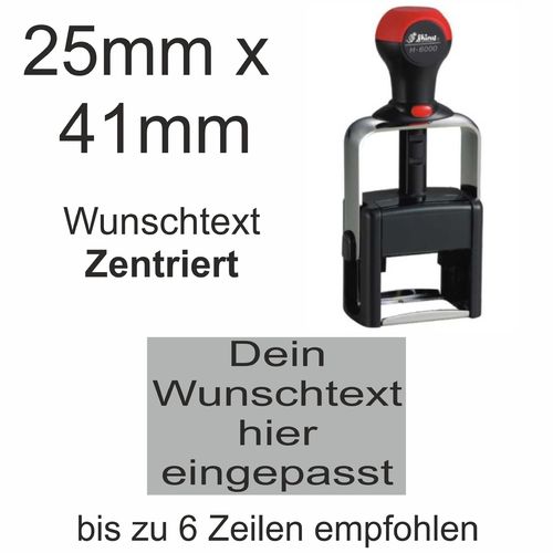Wunschtext Arial Stempel Zentriert Shiny H-6000 Stativstempel Heavy Duty 41x24mm mit Textplatte