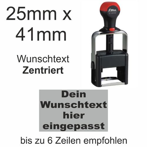 Wunschtext Arial Black Stempel Zentriert Shiny H-6000 Stativstempel Heavy Duty 41x24mm