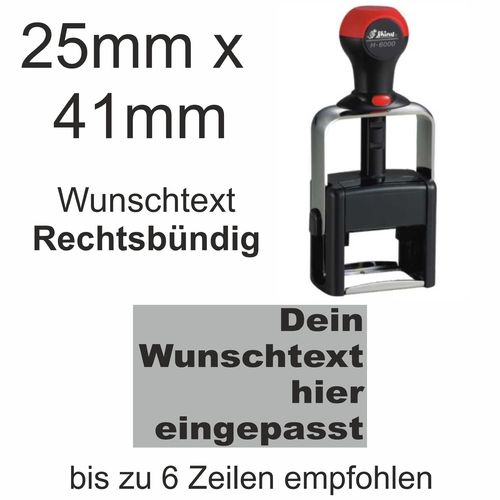 Wunschtext Arial Black Stempel Zentriert Shiny H-6000 Stativstempel Heavy Duty 41x24mm
