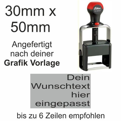 Wunschtext Arial Stempel Rechtsbündig Shiny H-6003 Stativstempel Heavy Duty 50x30mm