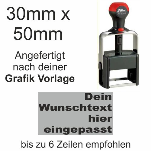 Wunschtext Arial Black Stempel Rechtsbündig Shiny H-6003 Stativstempel Heavy Duty 50x30mm