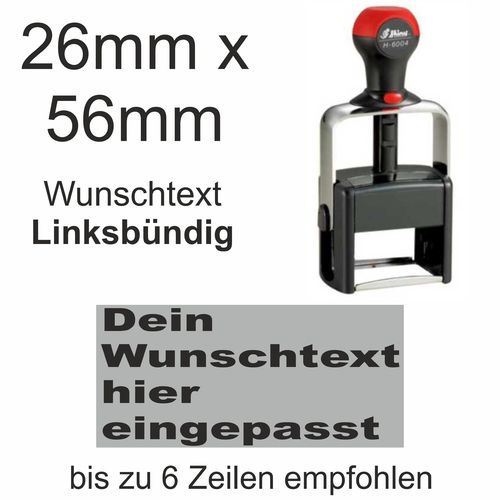 Wunschtext Linksbündig Arial Black Stempel Shiny H-6004 Stativstempel Heavy Duty 56x26mm