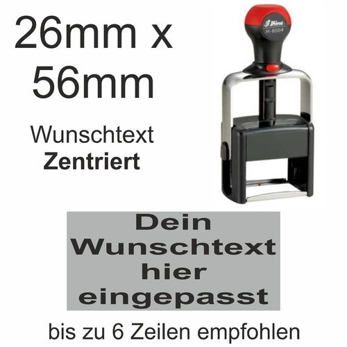 Wunschtext Zentriert Arial Fett Stempel Shiny H-6004 Stativstempel Heavy Duty 56x26mm