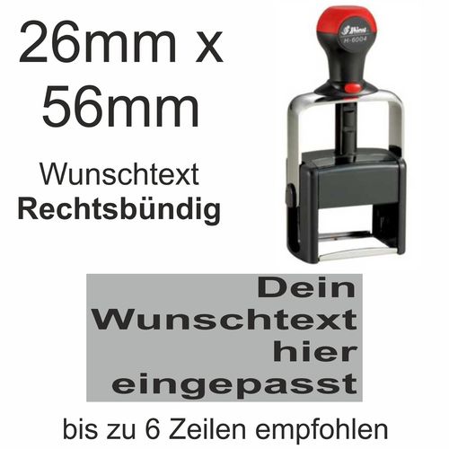 Wunschtext Rechtsbündig Arial Fett Stempel Shiny H-6004 Stativstempel Heavy Duty 56x26mm