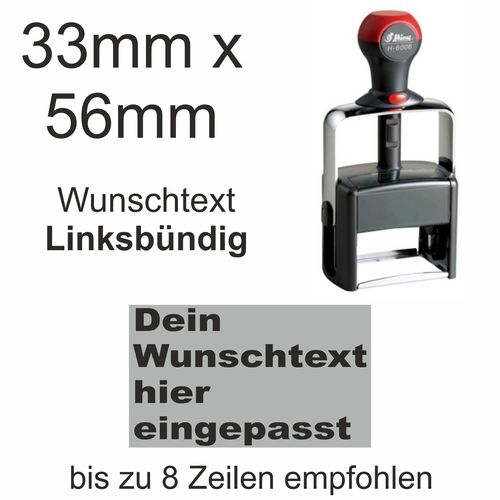 Wunschtext Arial Black Linksbündig Shiny H-6006 Stativstempel Heavy Duty 56x33mm