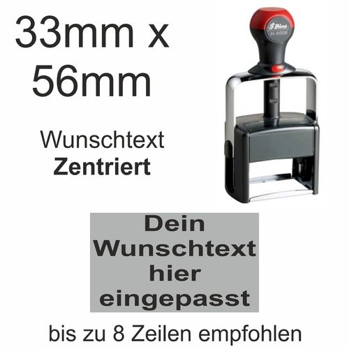 Wunschtext Arial Fett Zentriert Shiny H-6006 Stativstempel Heavy Duty 56x33mm