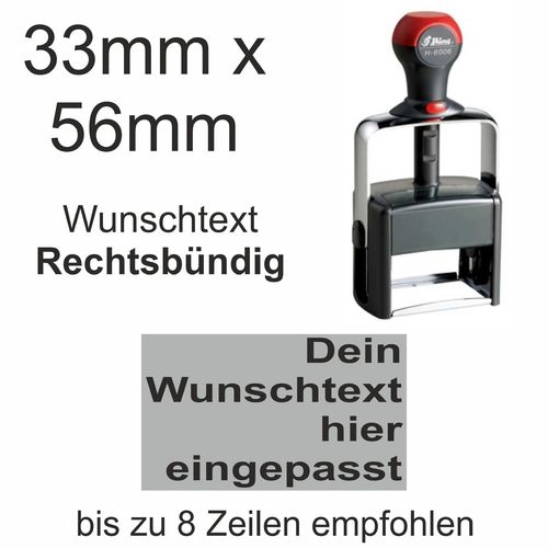 Wunschtext Arial Fett Rechtsbündig Shiny H-6006 Stativstempel Heavy Duty 56x33mm