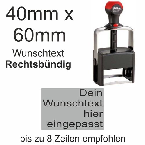 Wunschtext Arial Rechtsbündig Shiny H-6007 Stativstempel Heavy Duty 60x40mm