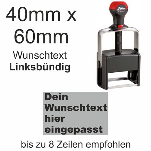Wunschtext Arial Black Linksbündig Shiny H-6007 Stativstempel Heavy Duty 60x40mm