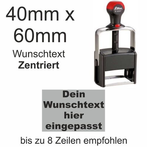 Wunschtext Arial Black Zentriert Shiny H-6007 Stativstempel Heavy Duty 60x40mm