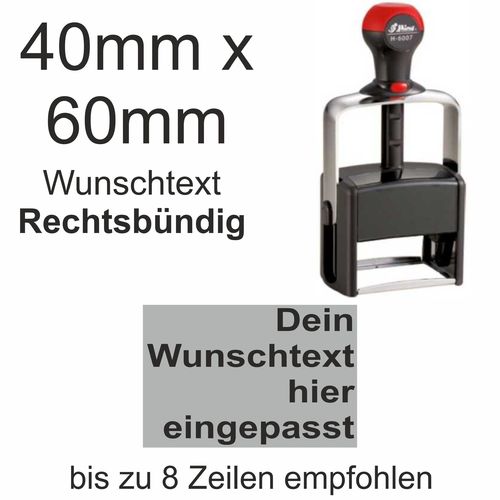 Wunschtext Arial Fett Rechtsbündig Shiny H-6007 Stativstempel Heavy Duty 60x40mm