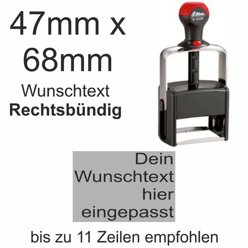 Wunschtext Arial Rechtsbündig Shiny H-6008 Stativstempel Heavy Duty 68x47mm