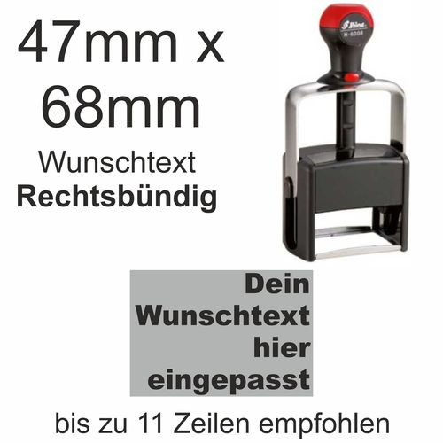 Wunschtext Arial Black Rechtsbündig Shiny H-6008 Stativstempel Heavy Duty 68x47mm
