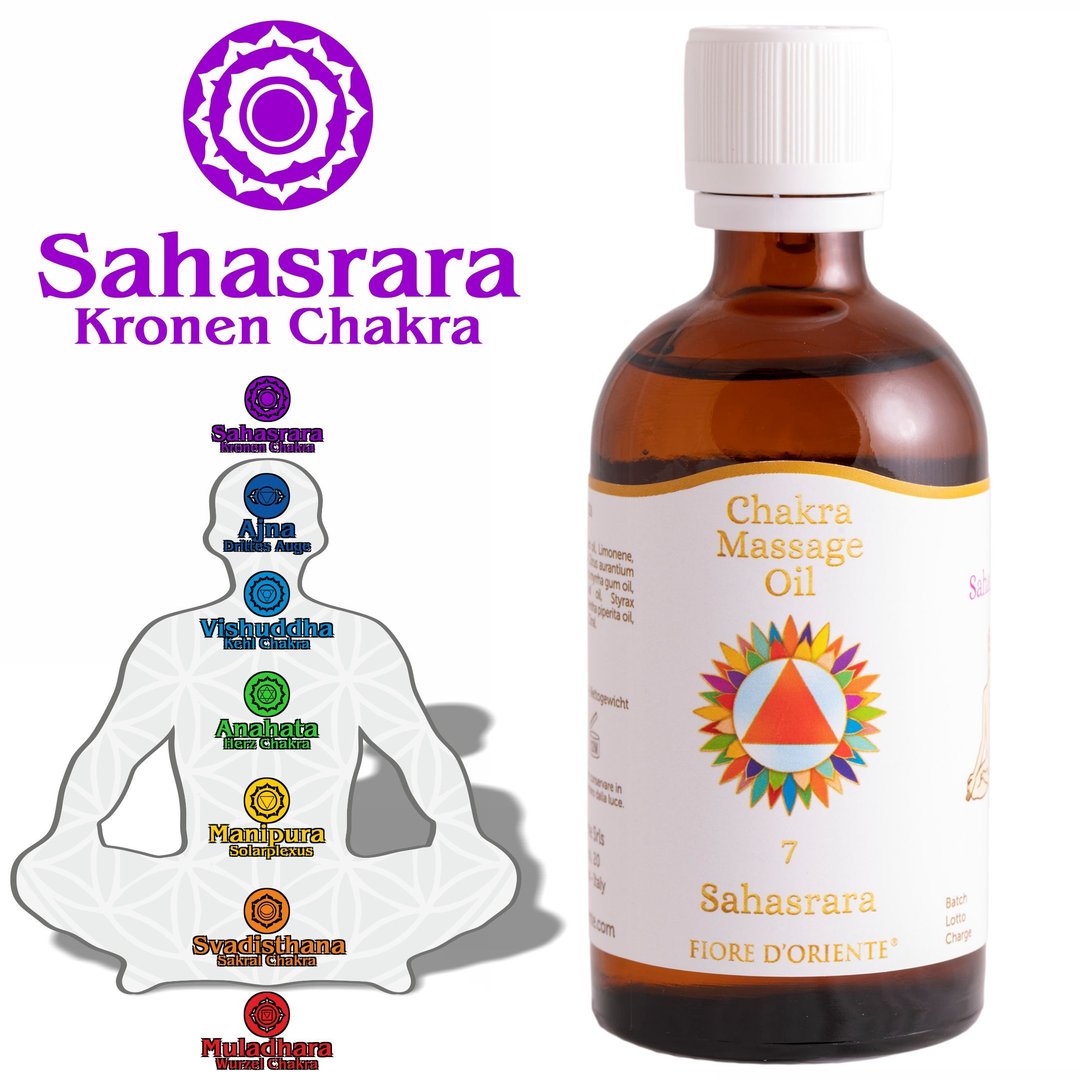 Sahasrara Kronenchakra Massage Öl 100 ml  Ayurveda - Zirbeldrüse - Kronen - Chakra